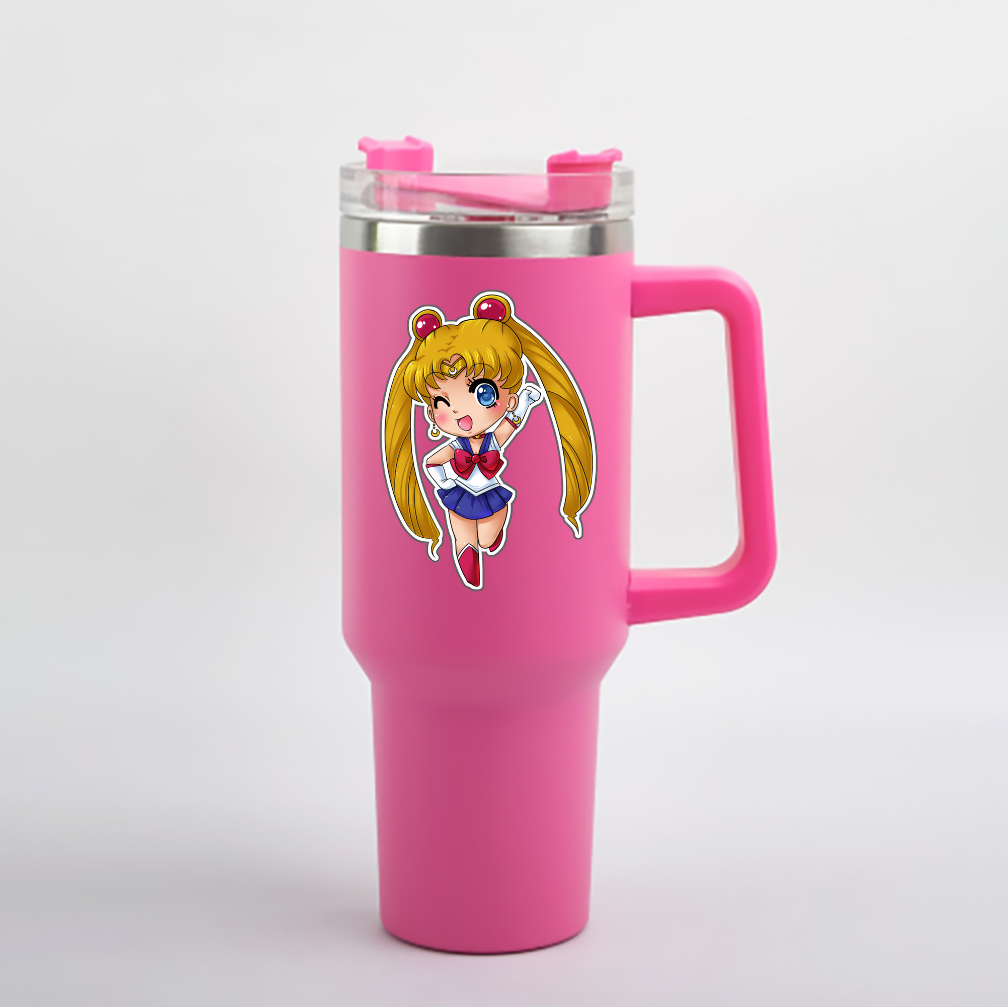（画像用） 美少女戦士セーラームーン 月野 うさぎ つきの うさぎ Sailor Moon Tsukino Usagi 1200mL車用タンブラー - クリスタルステッカー（プラスチックストロー付き）